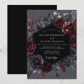 Crimson Botanical Elegance Wedding Kaart (Voorkant / Achterkant)