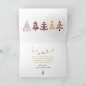 Crimson: Bow & Trees Doodles Holiday Gevouwen Kaar Kaart (Binnen)