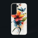 Crimson Brush Samsung Galaxy Hoesje<br><div class="desc">Vetgedrukte rode bloesems poetsen over een crème achtergrond zoals waterverf streken.</div>