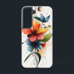 Crimson Brush Samsung Galaxy Hoesje<br><div class="desc">Vetgedrukte rode bloesems poetsen over een crème achtergrond zoals waterverf streken.</div>