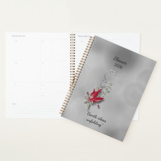 Crimson Butterfly Bloom Spiraal notebook Planner (Display)