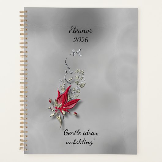 Crimson Butterfly Bloom Spiraal notebook Planner (Voorkant)