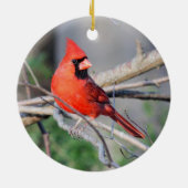 Crimson Cardinaal Crest Premium Ornament (Achterkant)