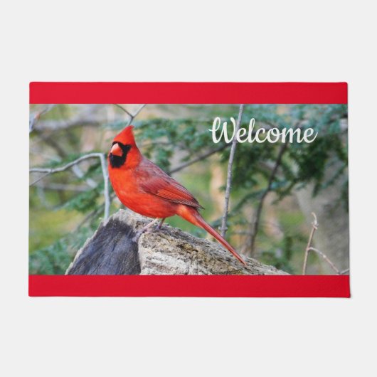 Crimson Cardinaal Decoratief Deurmat (Voorkant)