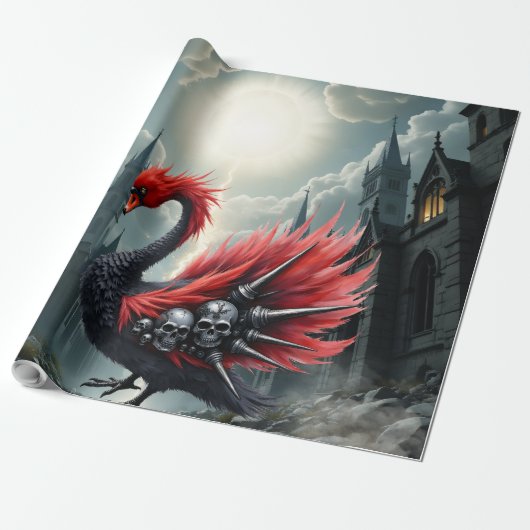 Crimson Cathedral Swan. Cadeaupapier (Uitgerold)