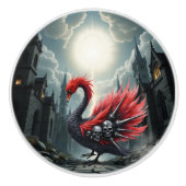 Crimson Cathedral Swan Keramische Knop (Voorkant)