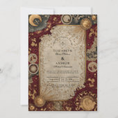 Crimson Celestial Baroque Wedding Kaart (Voorkant)