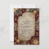 Crimson Celestial Baroque Wedding RSVP Kaartje (Voorkant)