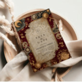 Crimson Celestial Baroque Wedding Save The Date