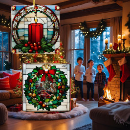 Crimson Christmas Candle Faux Glas in lood Keramisch Ornament