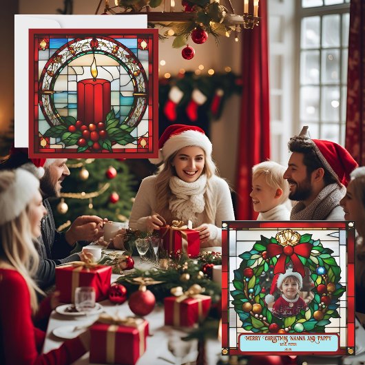 Crimson Christmas Candle Faux Stained