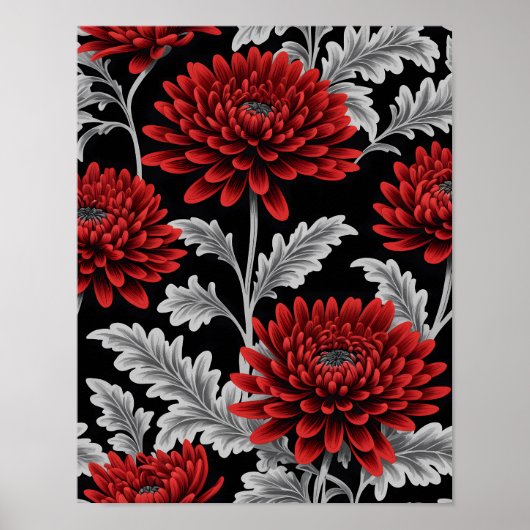 Crimson Chrysanthemums Poster (Voorkant)