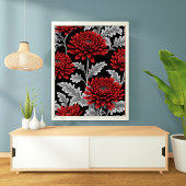 Crimson Chrysanthemums Poster