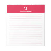 Crimson Classic Personalized Letter Monogram Lined Notitieblok (Voorkant)