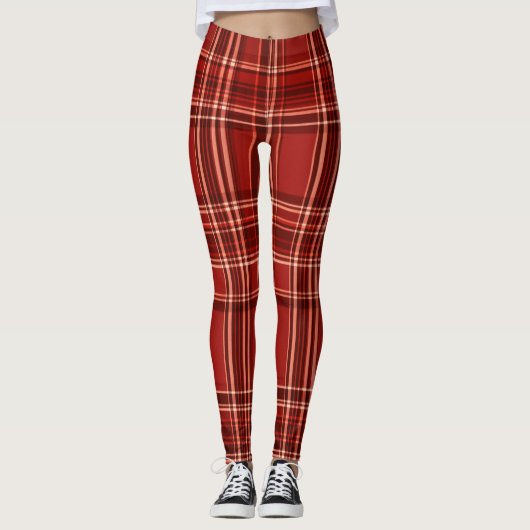 "Crimson controleert chique Leggings" Leggings (Voorkant)