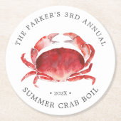 Crimson Crab Boil Ronde Kartonnen Onderzetter (Voorkant)
