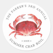 Crimson Crab | Gebeurtenis Crab Boil Ronde Sticker (Voorkant)
