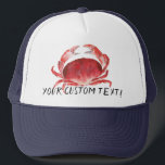 Crimson Crab Trucker Pet<br><div class="desc">Aangepaste tekstkrab-petten! Gebruik de aanpassingsfunctie om het zo uniek te maken zoals u wilt.</div>