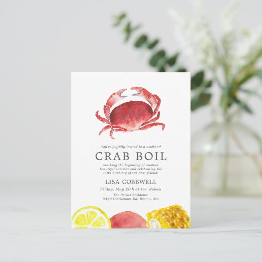 Crimson Crab | Zeepkrabboil gestreept Briefkaart (Staand voorkant)