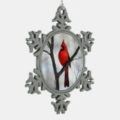 Crimson Crest Cardinaal Tin Sneeuwvlok Ornament (Links)