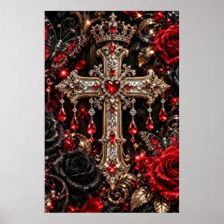 Crimson Crown Cross Poster