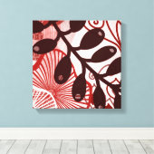 Crimson Currents – moderne abstracte botanische ku Canvas Afdruk (Insitu (Houten vloer))