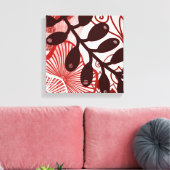 Crimson Currents – moderne abstracte botanische ku Canvas Afdruk (Insitu (Woonkamer))