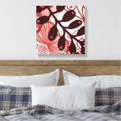 Crimson Currents – moderne abstracte botanische ku Canvas Afdruk (Insitu (Slaapkamer))