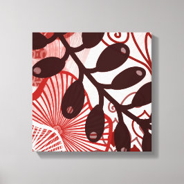 Crimson Currents – moderne abstracte botanische ku Canvas Afdruk