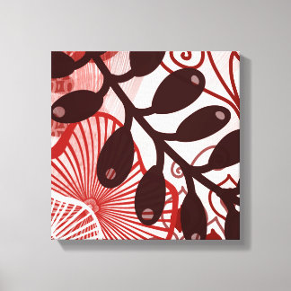 Crimson Currents – moderne abstracte botanische ku Canvas Afdruk