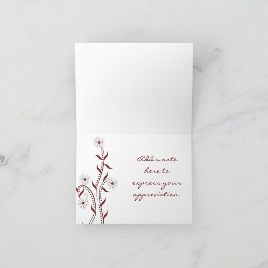 Crimson Daisy Vine Hartelijk dank Bedankkaart (Binnen)