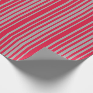 Crimson & Dark Grey Colored Lined Pattern Cadeaupapier
