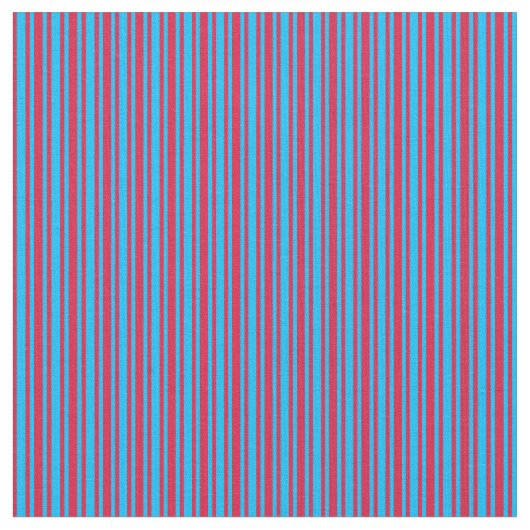Crimson & Deep Sky Blue Striped Patroon Stof (Close Up)