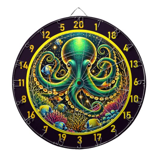 Crimson Depths Octopus Dartboard Dartbord (Voorkant)