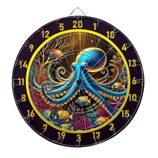Crimson Depths Octopus Dartboard Dartbord (Voorkant)