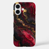 Crimson Dominion – Luxe Rood & Zwart Marmer Case-Mate iPhone Case (Achterkant)