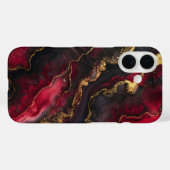 Crimson Dominion – Luxe Rood & Zwart Marmer Case-Mate iPhone Case (Achterkant (horizontaal))