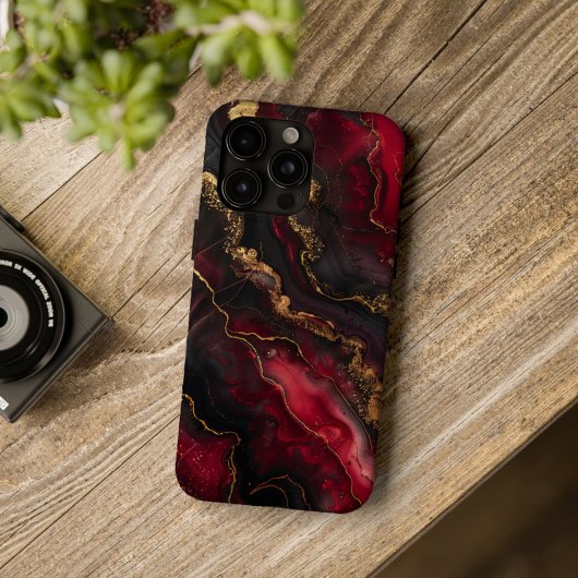 Crimson Dominion – Luxe Rood & Zwart Marmer Case-Mate iPhone Case