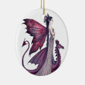 Crimson Dragon en Fairy Fantasy Art Keramisch Ornament (Rechts)