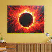 Crimson Eclipse - Vurig Rood & Zwart 101x81cm Canvas Afdruk (Insitu (Woonkamer))