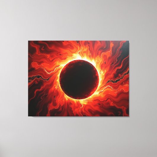 Crimson Eclipse - Vurig Rood & Zwart 101x81cm Canvas Afdruk (Voorkant)