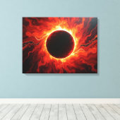 Crimson Eclipse - Vurig Rood & Zwart 24"x18" Canva Canvas Afdruk (Insitu (Houten vloer))