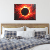 Crimson Eclipse - Vurig Rood & Zwart 24"x18" Canva Canvas Afdruk (Insitu (Slaapkamer))