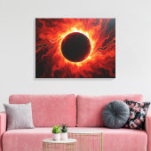Crimson Eclipse - Vurig Rood & Zwart 24"x18" Canva Canvas Afdruk (Insitu (Woonkamer))
