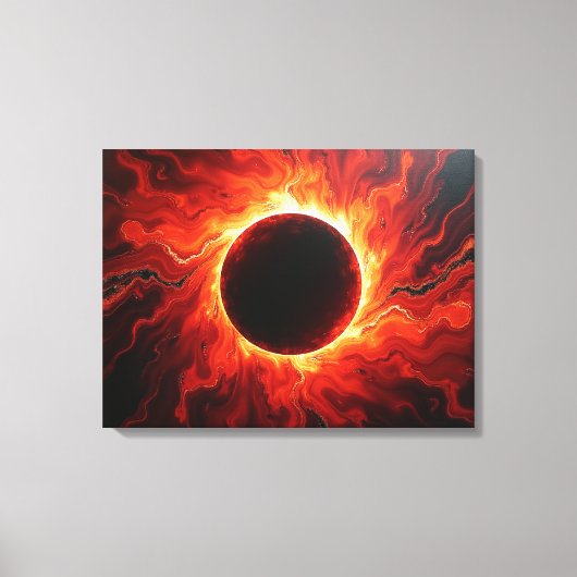 Crimson Eclipse - Vurig Rood & Zwart 24"x18" Canva Canvas Afdruk (Voorkant)