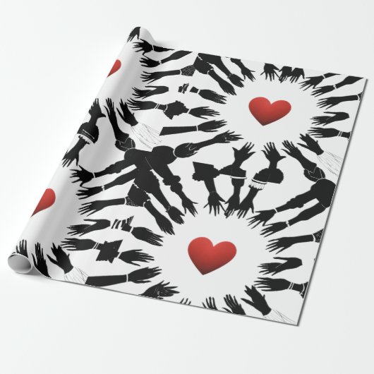 Crimson Eenheid: 🫳 Zwart Rood ♥️ Design" Cadeaupapier (Uitgerold)