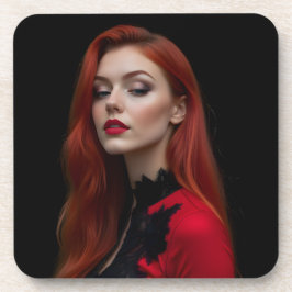 Crimson Elegance: een gotisch portret Bier Onderzetter