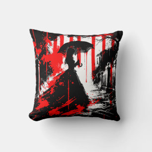 Crimson Elegance in Shadows - Gotische Victoriaans Kussen