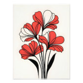 Crimson Elegance: Rode bloemen op wit Foto Afdruk (Voorkant)
