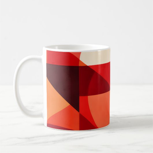 Crimson Ember Geometric Abstract Koffiemok (Links)